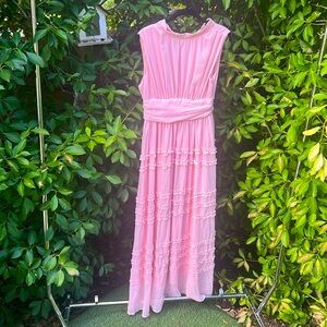 Blush pink, floor-length dress. Never been worn. Perfect condition!